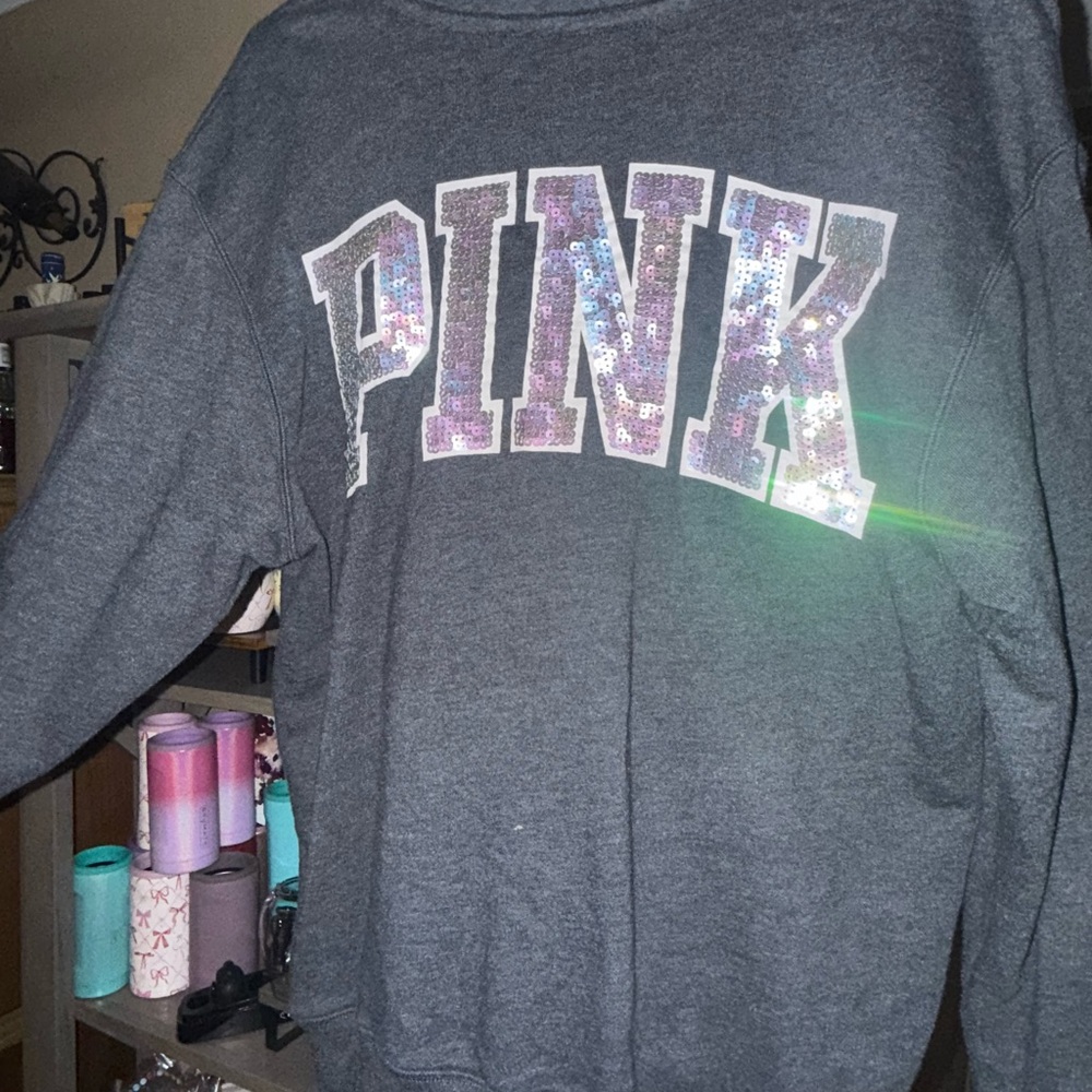 Victoria's Secret Dark Gray Sweater with Sequin Logo